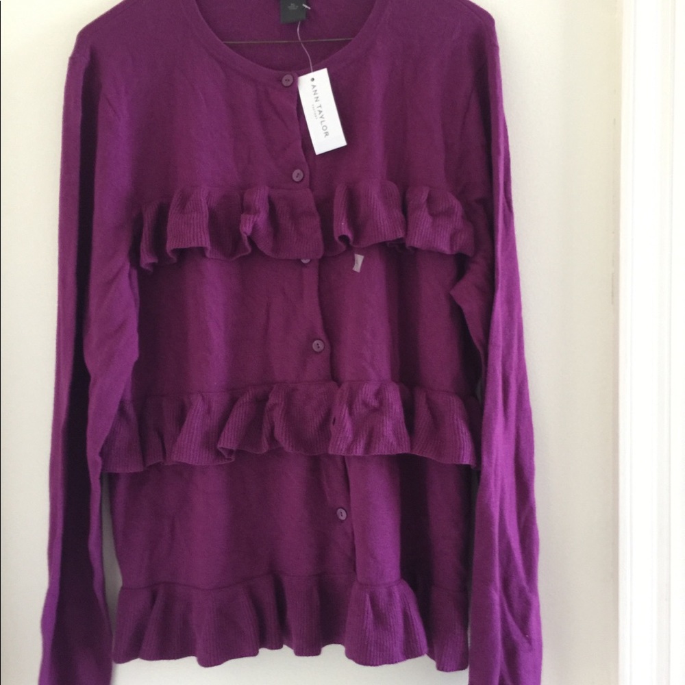 Ann Taylor open front Ruffle Cardigan - Picture 2 of 8